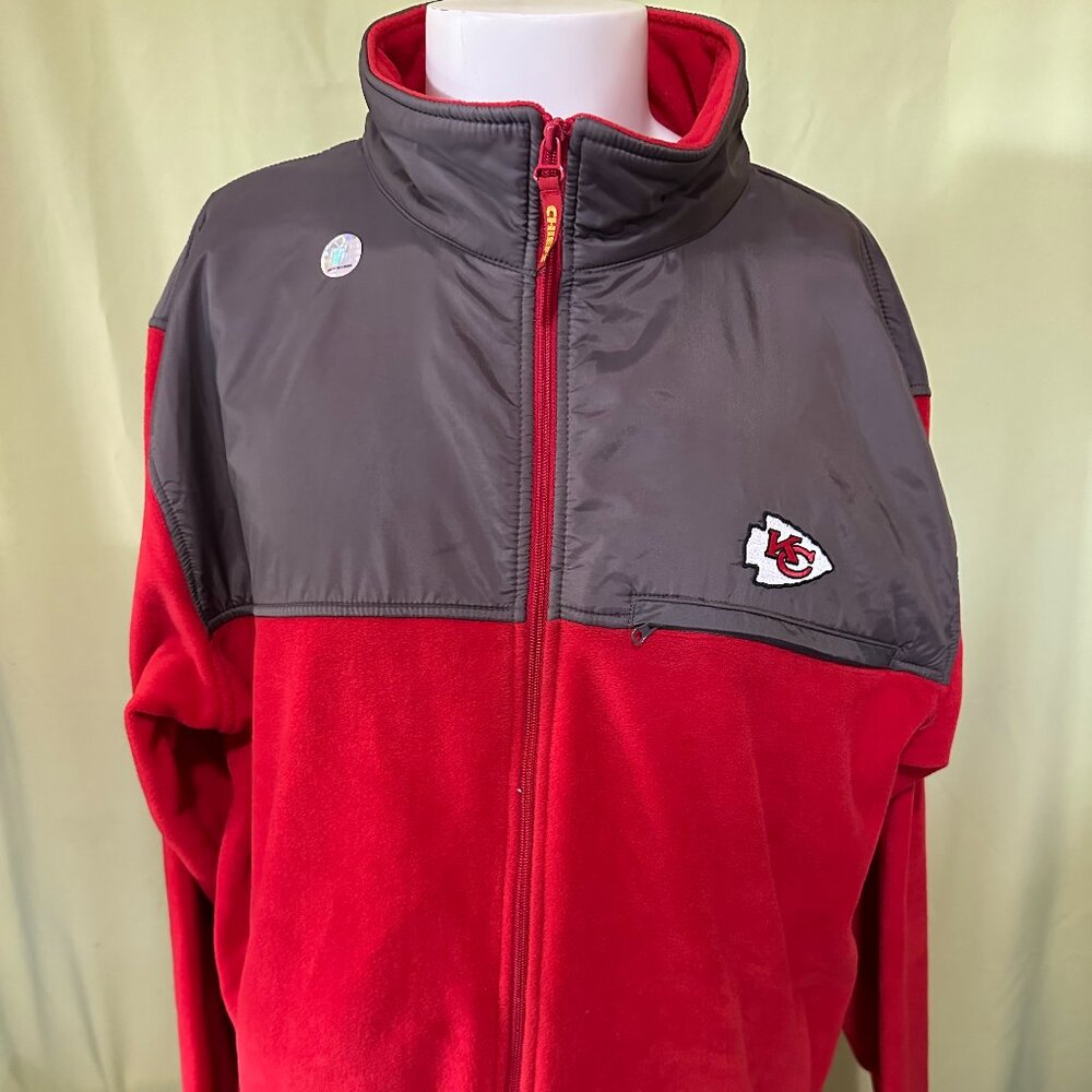 Kansas City Chiefs Men's Red Gray Fleece Sweater Size XL Polyester